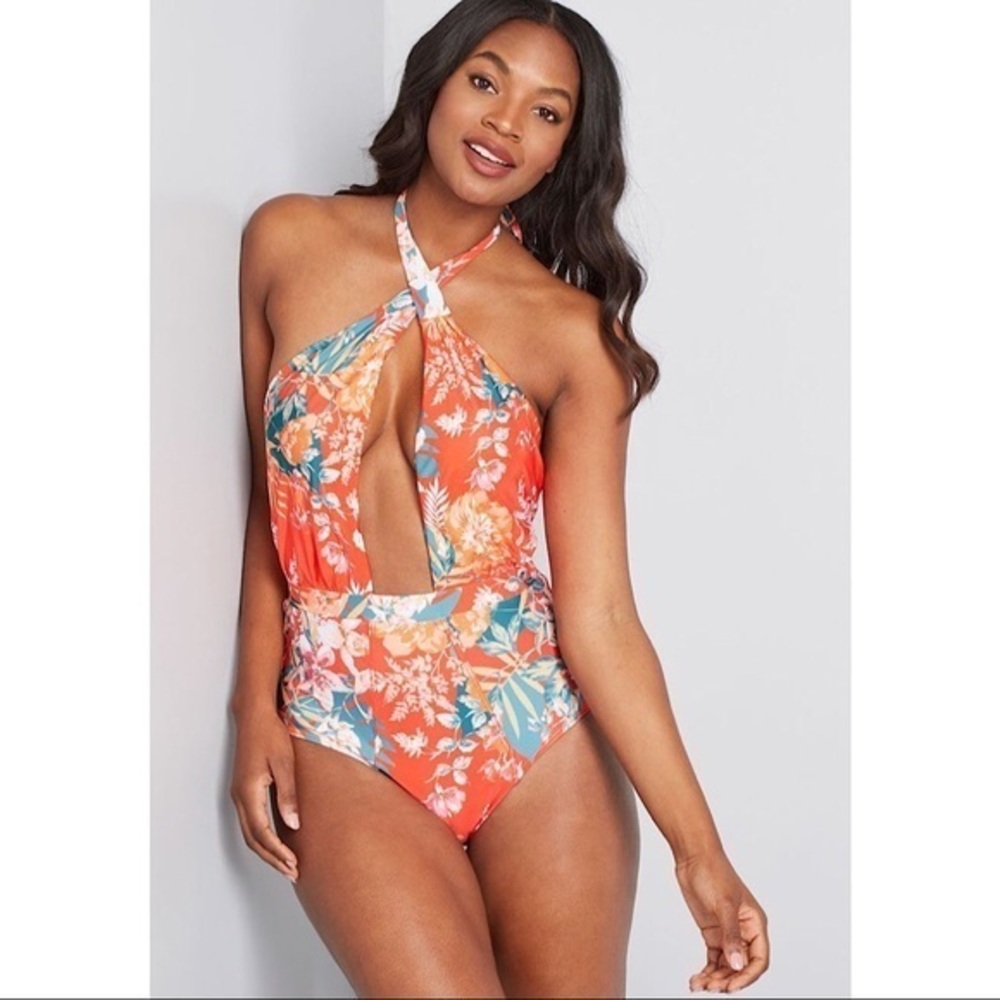 ModCloth Orange Bethany One Piece Swimsuit NWOT